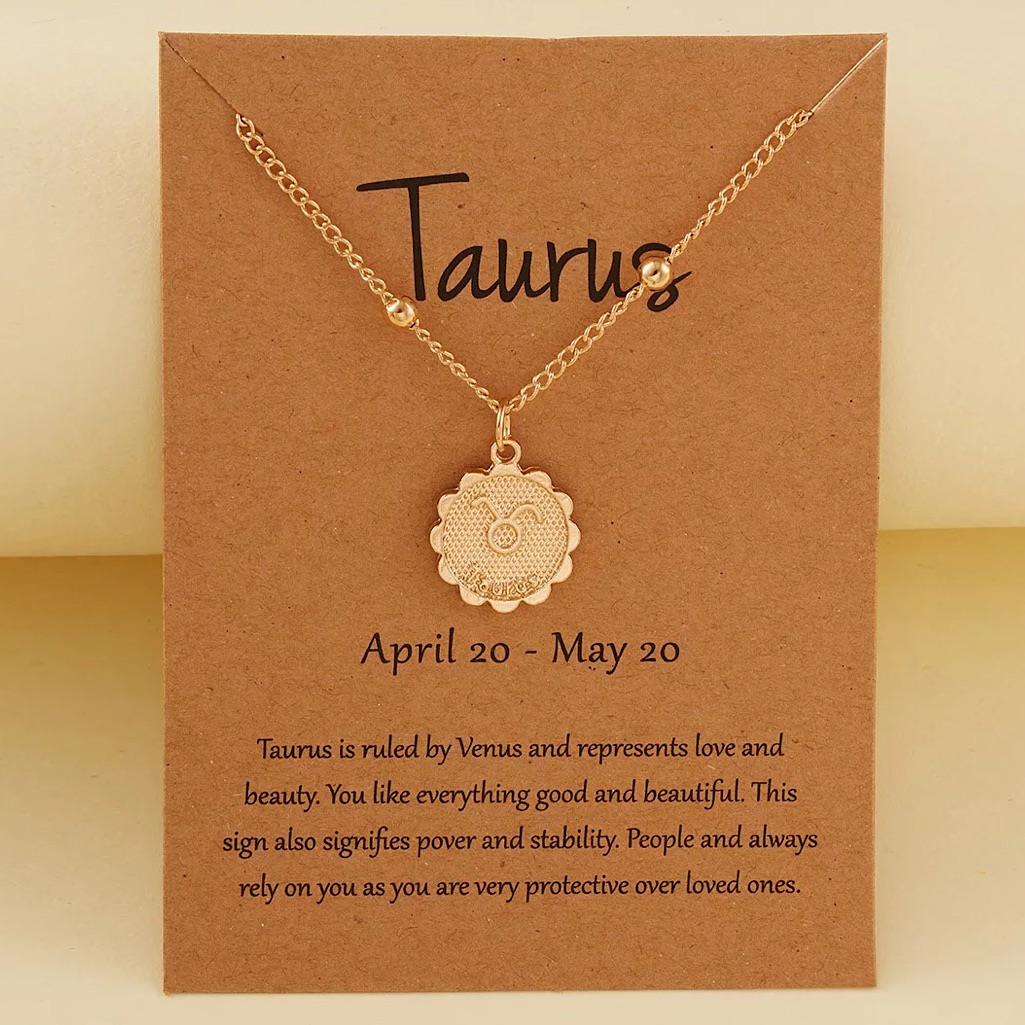 Taurus AprilMay Zodiac Beaded Horoscope Necklace